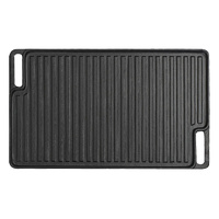 45cm Rectangular Cast Iron Portable Fry BBQ Grill Plate Cooking Pan Tray with Handle