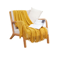 Diamond Pattern Knitted Throw Blanket Warm Cozy Woven Cover Couch Bed Sofa Home Decor with Tassels