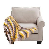 Zigzag Striped Throw Blanket Acrylic Wave Knitted Fringed Woven Cover Couch Bed Sofa Home Decor