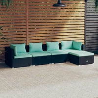Garden Lounge Set with Cushions Poly Rattan Black