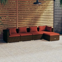 Garden Lounge Set with Cushions Poly Rattan Brown
