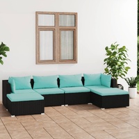 Garden Lounge Set with Cushions Poly Rattan Black