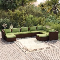 Garden Lounge Set with Cushions Poly Rattan Brown