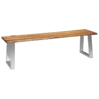 Bench Solid Acacia Wood and Stainless Steel