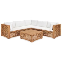 Garden Lounge Set with Cushions Solid Teak Wood
