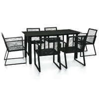 Outdoor Dining Set PVC Rattan Black