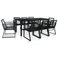 Outdoor Dining Set PVC Rattan Black
