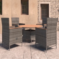 Outdoor Dining Set with Cushions Poly Rattan Grey