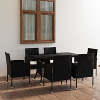 7 Piece Garden Dining Set Poly Rattan