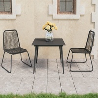 Garden Dining Set PVC Rattan Black