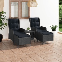 3 Piece Garden Lounge Set with Cushions Poly Rattan