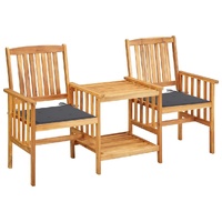Garden Chairs with Tea Table and Cushions Solid Acacia Wood
