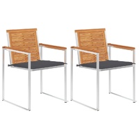 Garden Chairs with Cushions Solid Acacia Wood and Steel