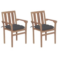 Garden Chairs with Cushions Solid Teak Wood