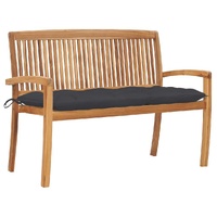 Stacking Garden Bench with Cushion Solid Teak Wood