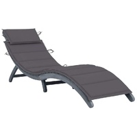 Sun Lounger with Cushion Solid Acacia Wood