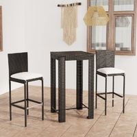 Outdoor Bar Set with Cushions Poly Rattan