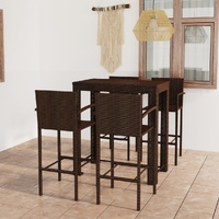 Outdoor Bar Set with Armrest Poly Rattan