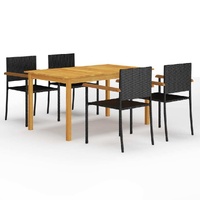 Garden Dining Set Black