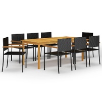 Garden Dining Set Black