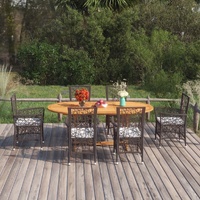 7 Piece Garden Dining Set Poly Rattan