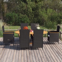 7 Piece Garden Dining Set Poly Rattan