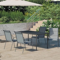 Outdoor Dining Set Steel Black