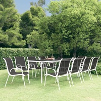 Outdoor Dining Set Steel Black