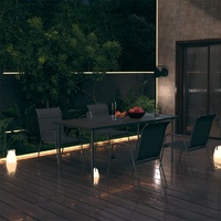 Outdoor Dining Set Steel Black