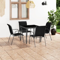 Outdoor Dining Set Steel Black