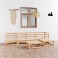 6 Piece Garden Lounge Set Solid Pinewood