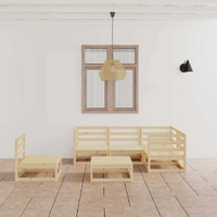 6 Piece Garden Lounge Set Solid Pinewood