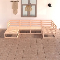6 Piece Garden Lounge Set Solid Pinewood