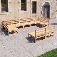 9 Piece Garden Lounge Set Solid Pinewood