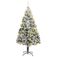 Artificial Christmas Tree with LEDs&Flocked Snow Green PVC