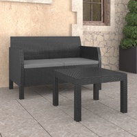 Garden Lounge Set with Cushions PP Rattan Anthracite