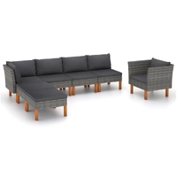 Garden Lounge Set Poly Rattan and Eucalyptus Wood