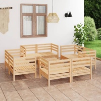 9 Piece Garden Lounge Set Solid Pinewood