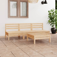 4 Piece Garden Lounge Set Solid Pinewood