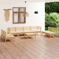 9 Piece Garden Lounge Set Solid Pinewood