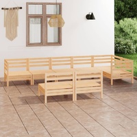 8 Piece Garden Lounge Set Solid Pinewood