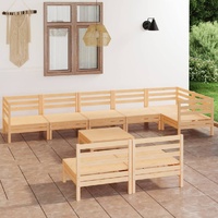 9 Piece Garden Lounge Set Solid Pinewood