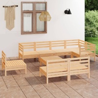 9 Piece Garden Lounge Set Solid Pinewood