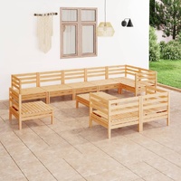 10 Piece Garden Lounge Set Solid Pinewood