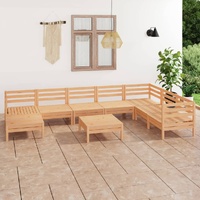 9 Piece Garden Lounge Set Solid Pinewood