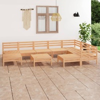 10 Piece Garden Lounge Set Solid Pinewood