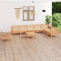 9 Piece Garden Lounge Set Solid Pinewood