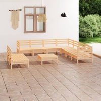 10 Piece Garden Lounge Set Solid Pinewood