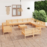 13 Piece Garden Lounge Set Solid Pinewood