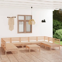 10 Piece Garden Lounge Set Solid Pinewood